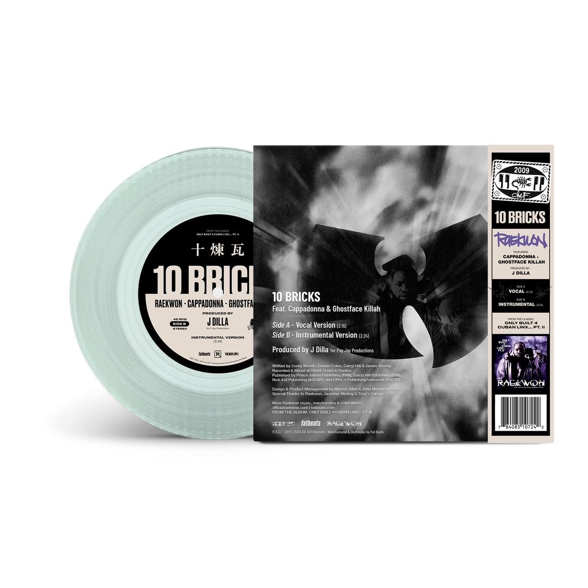 10 Bricks ft Ghostface Killah & Cappadonna - Coke Bottle Clear Color 7" Single LP